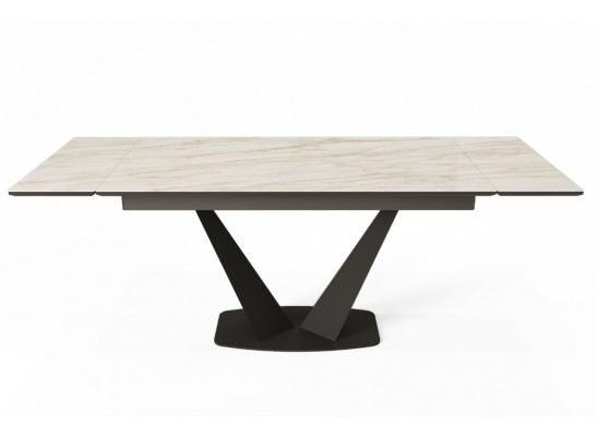 Стол Ниагара 140 Серый мрамор, керамика / черный каркас в Кургане