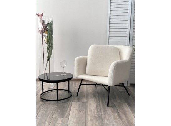 Кресло SHEEP NINI-01 Белый, teddy / черный каркас в Кургане