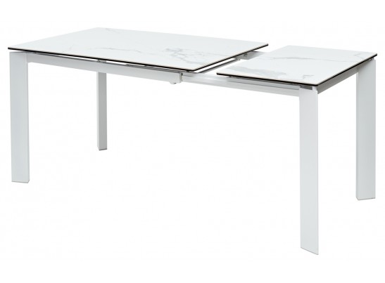 Стол CORNER 120 HIGH GLOSS STATUARIO керамика, стекло/ белый каркас, ®DISAUR в Кургане