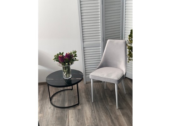 Стул NEPAL-P СВЕТЛО-СЕРЫЙ BM-4, велюр/ белый каркас в Кургане