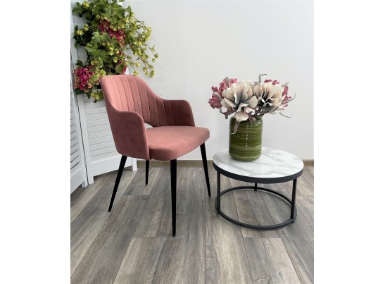 Стул FANTINE-LA РОЗОВЫЙ #15, велюр / черный каркас в Кургане