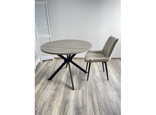 Стол ВЕГА D100 Дуб Шерман серый/ черный каркас 1 шт / 1 кор в Кургане