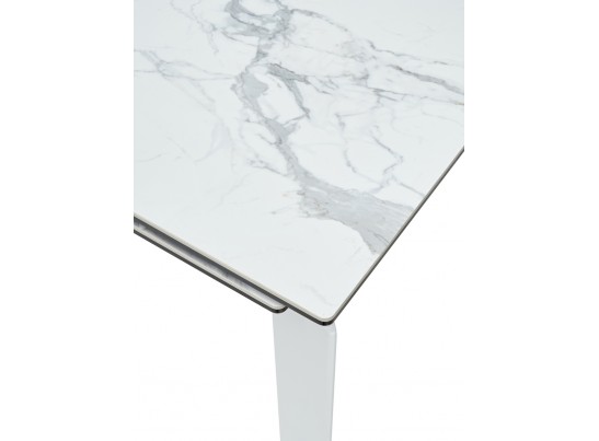 Стол CORNER 120 HIGH GLOSS STATUARIO керамика, стекло/ белый каркас, ®DISAUR в Кургане