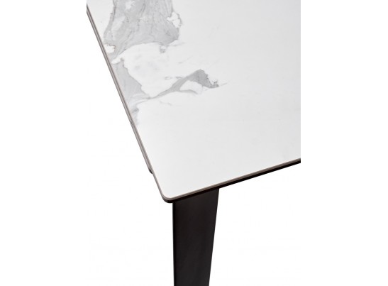 Стол CREMONA 160 HIGH GLOSS STATUARIO Белый мрамор глянцевый, керамика/ черный каркас в Кургане