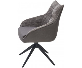 Стул FABIAN 360 град. поворот. MONA-464 Серый, PU/ STEAM-132 Серый, ткань / черный каркас, ®DISAUR