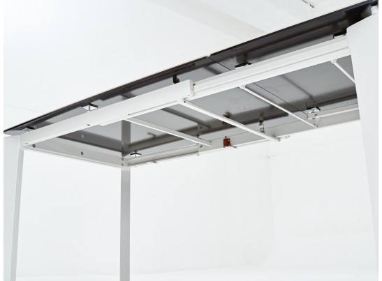 Стол CORNER 120 HIGH GLOSS STATUARIO керамика, стекло/ белый каркас, ®DISAUR в Кургане