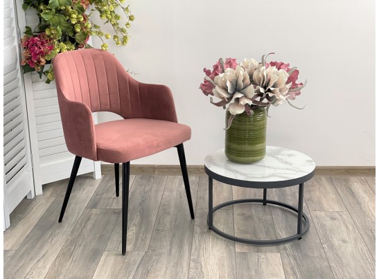 Стул FANTINE-LA РОЗОВЫЙ #15, велюр / черный каркас в Кургане