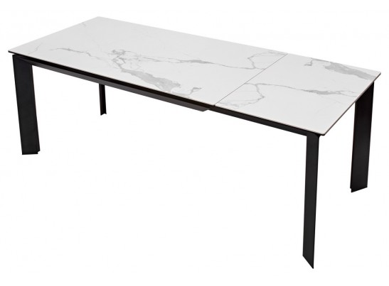 Стол CREMONA 160 HIGH GLOSS STATUARIO Белый мрамор глянцевый, керамика/ черный каркас в Кургане