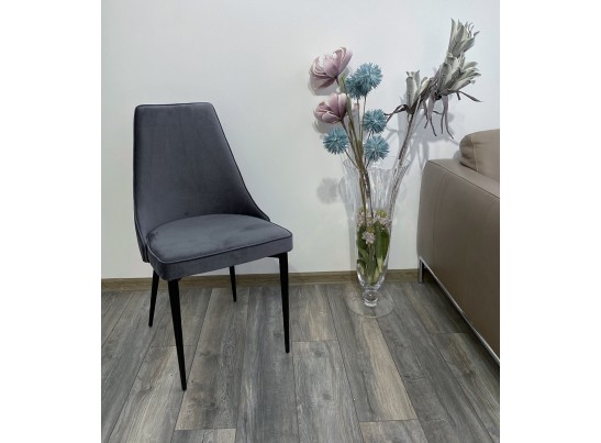 Стул NEPAL-P СЕРЫЙ #27, велюр/ черный каркас в Кургане