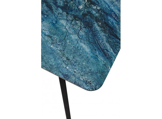 Стол АРУБА 140 АКВАМАРИН, стекло/ ЧЕРНЫЙ каркас в Кургане