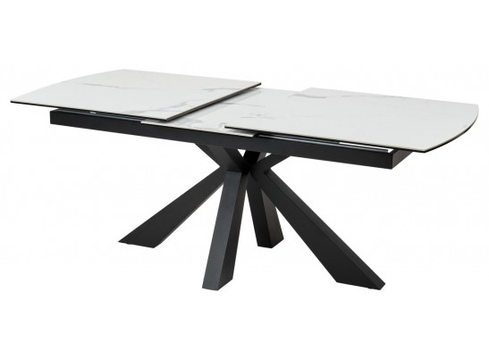 Стол ROVIGO 170 HIGH GLOSS STATUARIO Белый мрамор глянцевый, керамика/ черный каркас в Кургане