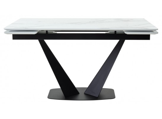 Стол Ниагара 160 Белый мрамор, стекло / черный каркас в Кургане