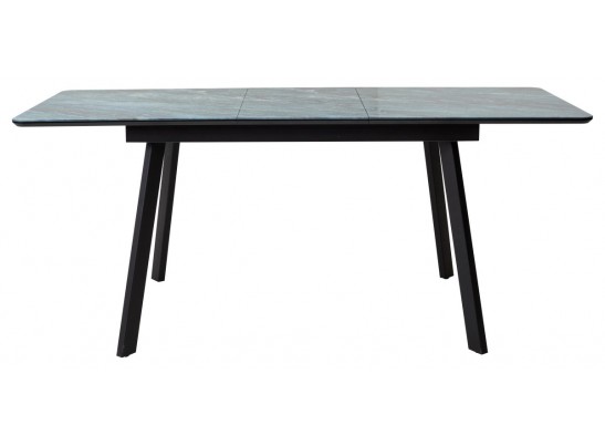 Стол АРУБА 140 АКВАМАРИН, стекло/ ЧЕРНЫЙ каркас в Кургане