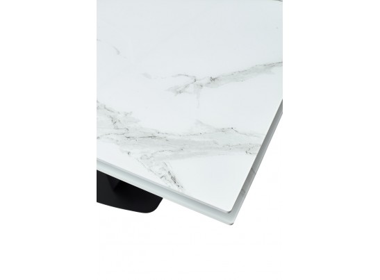 Стол Ниагара 160 Белый мрамор, стекло / черный каркас в Кургане