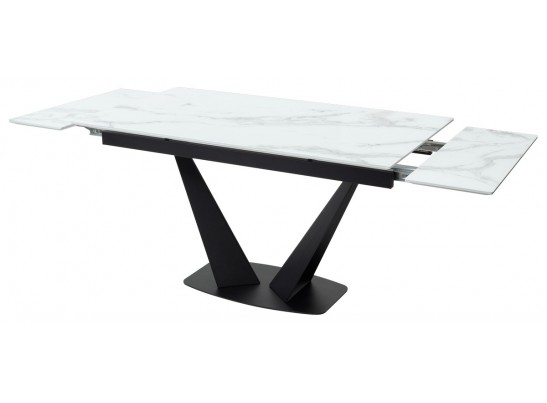 Стол Ниагара 160 Белый мрамор, стекло / черный каркас в Кургане