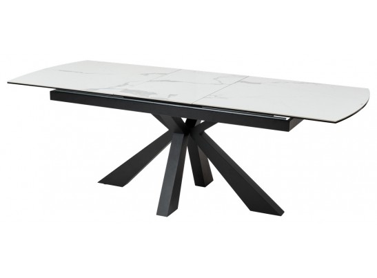 Стол ROVIGO 170 HIGH GLOSS STATUARIO Белый мрамор глянцевый, керамика/ черный каркас в Кургане