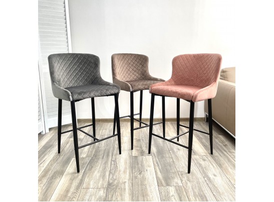 Полубарный стул ARTEMIS BLUVEL-52 PINK (H=65cm), велюр в Кургане