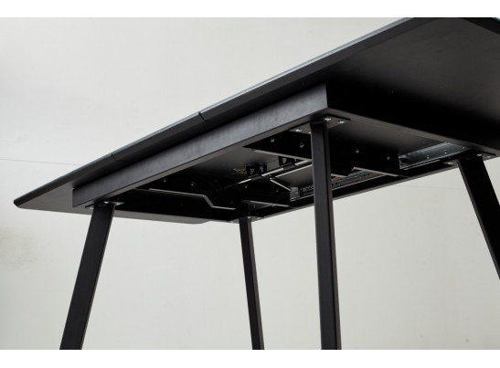 Стол АРУБА 140 АКВАМАРИН, стекло/ ЧЕРНЫЙ каркас в Кургане