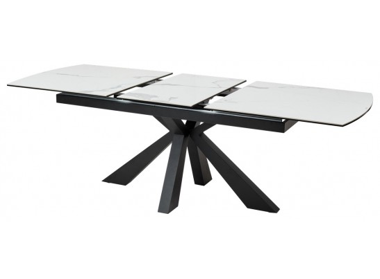 Стол ROVIGO 170 HIGH GLOSS STATUARIO Белый мрамор глянцевый, керамика/ черный каркас в Кургане