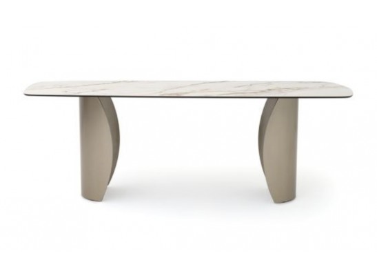 Стол BRONTE 220 KL-188 Контрастный мрамор матовый, итальянская керамика/ Шампань, ®DISAUR в Кургане