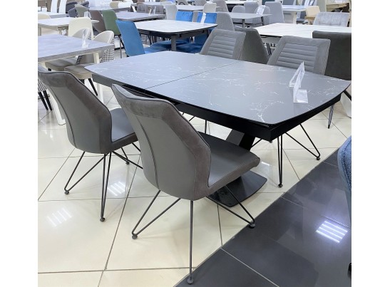 Стол ACUTO2 170 NERO KL-116 Черный мрамор матовый, итальянская керамика/ черный каркас в Кургане