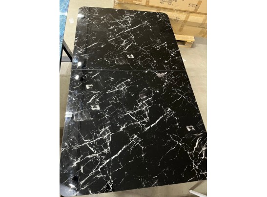 Стол АРУБА 140 ЧЕРНЫЙ МРАМОР, стекло / ЧЕРНЫЙ в Кургане