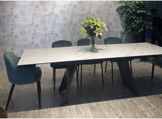 Стол IVAR 180 MARBLES KL-99 Белый мрамор, итальянская керамика/серый, ®DISAUR в Кургане