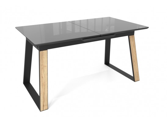 Стол Франк 160 Графит, стекло / Дуб Галифакс, черный в Кургане