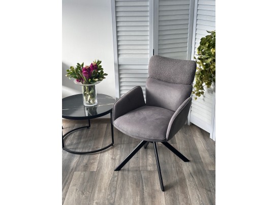 Стул TRIS 360 град. поворот с возвратом, Davis Nowo 92 серый, букле /Point 90 серый/ Черный, ®DISAUR в Кургане