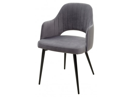 Стул FANTINE-LA СЕРЫЙ #27, велюр / черный каркас в Кургане