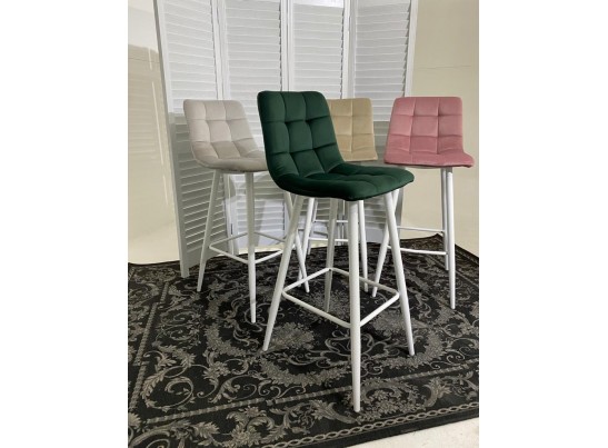 Барный стул LECCO UF910-14 DARK GREEN, велюр/белый каркас, 4 шт./2 кор. в Кургане