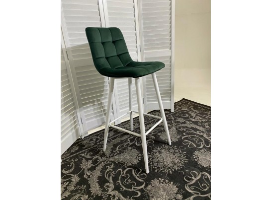 Барный стул LECCO UF910-14 DARK GREEN, велюр/белый каркас, 4 шт./2 кор. в Кургане