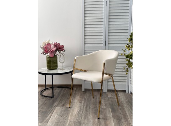 Стул DILL MOMO-01 молочный, велюр "беспальчиковый"/ золотой каркас в Кургане