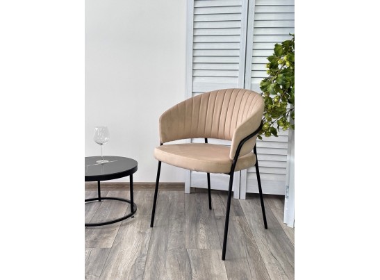 Стул JUST, цвет Velutto 05 Бежевый, велюр / черный каркас в Кургане
