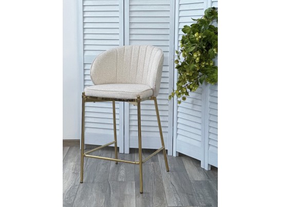 Полубарный стул WENDY TRF-11 светло-бежевый, ткань / золотой каркас (H=65) в Кургане