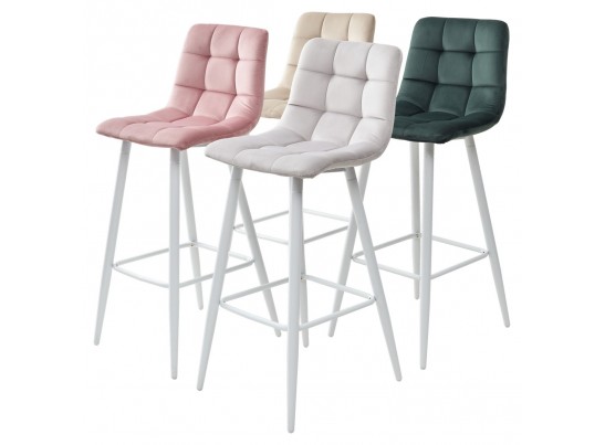 Барный стул LECCO UF910-14 DARK GREEN, велюр/белый каркас, 4 шт./2 кор. в Кургане