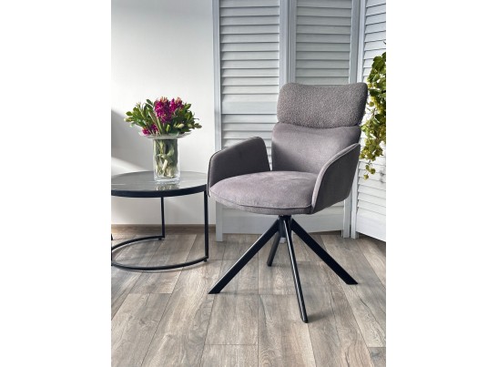 Стул TRIS 360 град. поворот с возвратом, Davis Nowo 92 серый, букле /Point 90 серый/ Черный, ®DISAUR в Кургане