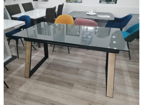 Стол Франк 160 Графит, стекло / Дуб Галифакс, черный в Кургане