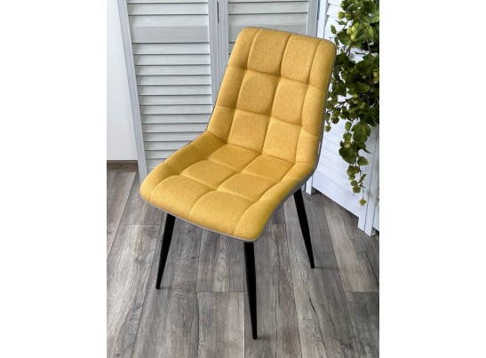 Стул CHIC VF-06/ VF-20 желтый/ серый, ткань/ черный каркас в Кургане