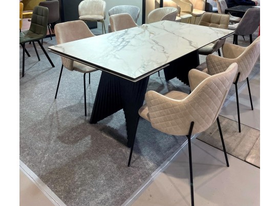 Стул AMARETTO VBP206 античный светло-бежевый, велюр без пальчикового эффекта /черный каркас, в Кургане