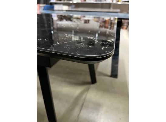 Стол АРУБА 140 ЧЕРНЫЙ МРАМОР, стекло / ЧЕРНЫЙ в Кургане