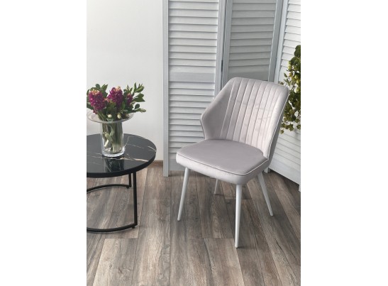 Стул SEATTLE-V СВЕТЛО-СЕРЫЙ BM-4, велюр / белый каркас в Кургане