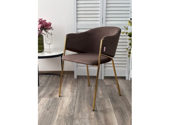 Стул DILL MOMO-05 тауп, велюр "беспальчиковый"/ золотой каркас в Кургане