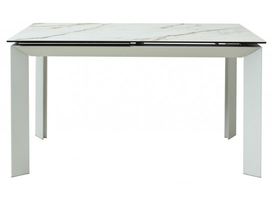 Стол CREMONA 180 KL-188 Контрастный мрамор матовый, итальянская керамика/ белый каркас, ®DISAUR в Кургане