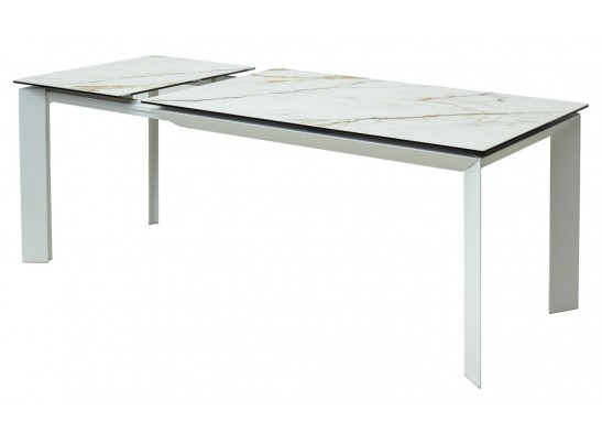 Стол CREMONA 180 KL-188 Контрастный мрамор матовый, итальянская керамика/ белый каркас, ®DISAUR в Кургане