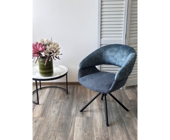 Стул EMBER 360 град. поворот. 7525-56 Синий, велюр/ ENJOY-315 Синий, ткань/ Черный, ®DISAUR