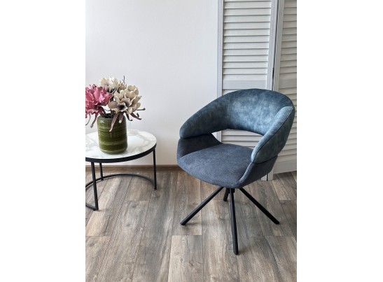 Стул EMBER 360 град. поворот. 7525-56 Синий, велюр/ ENJOY-315 Синий, ткань/ Черный, ®DISAUR в Кургане