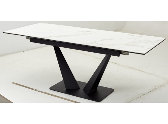 Стол Ниагара 140 БЕЛЫЙ МРАМОР НОВЫЙ, керамика / ЧЕРНЫЙ в Кургане