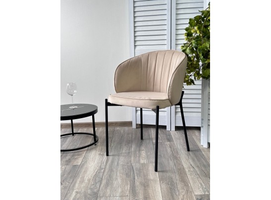 Стул ДЕНИ, цвет Velutto 05 Бежевый, велюр / черный каркас в Кургане