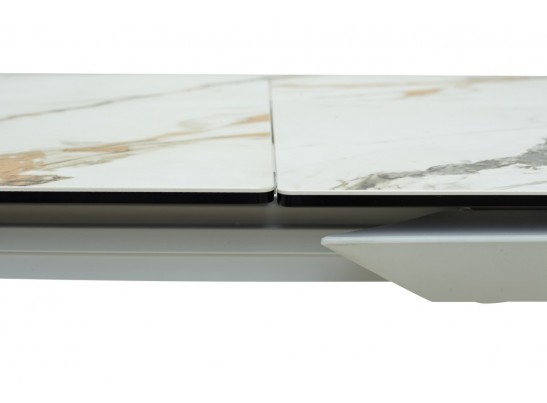 Стол CREMONA 180 KL-188 Контрастный мрамор матовый, итальянская керамика/ белый каркас, ®DISAUR в Кургане